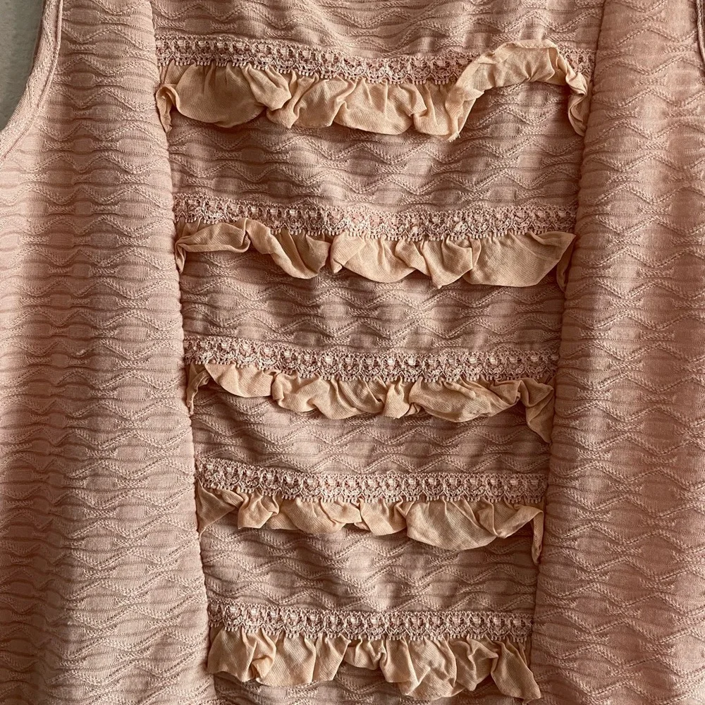 Free People ‘Sweetie Pie’ Ruffle Peplum Tank Top Women’s XS Peach Lace Coquette
